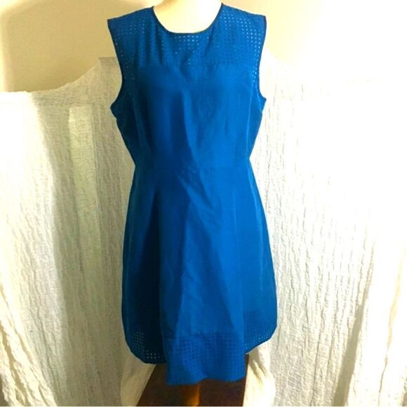 J. Crew NWT A-Line Perforated Blue Size 14 - Picture 2 of 13
